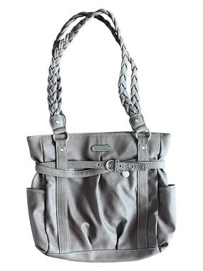 Rosetti Gray Braided-Handle Shoulder Tote